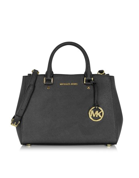 michael kors sutton black saffiano leather satchel|Michael Kors edith large satchel.